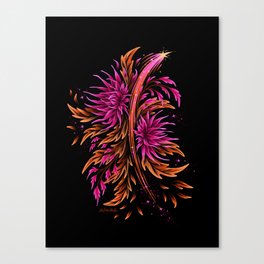 Floral Supernova - Orange Magenta Canvas Print