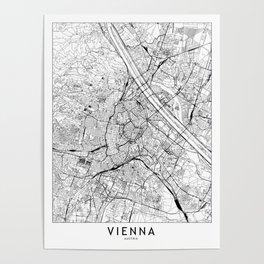 Vienna White Map Poster