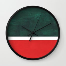 Phthalo Green Red Minimalist Abstract Colorful Minimalist Color Field Color Block Pattern Wall Clock