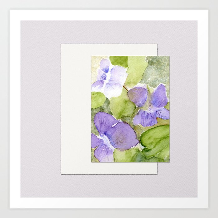 Wood Violet, February Birth Flower Art Print