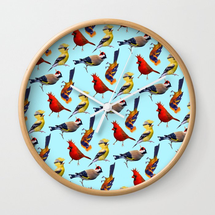 Punk Birds - Blue Wall Clock