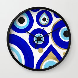 Evil Eye Charms on White Wall Clock