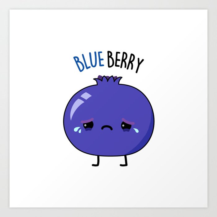 Blue Berry Cute Fruit Pun Art Print