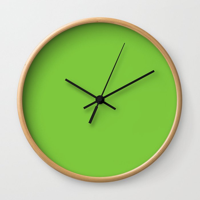 Dark Lime Green Retro Solid Color Accent Wall Clock