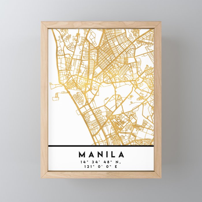 MANILA PHILIPPINES CITY STREET MAP ART Framed Mini Art Print