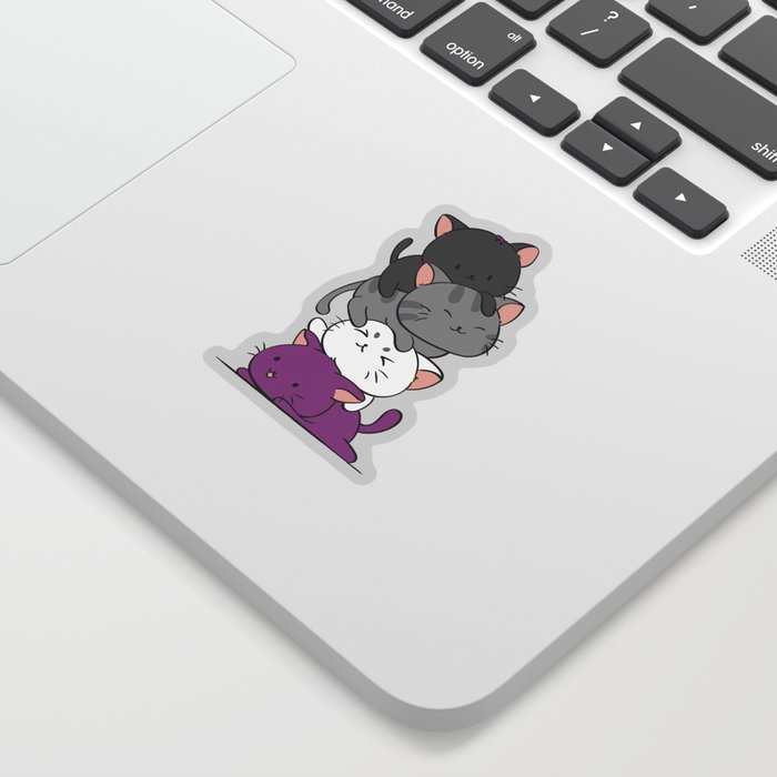 Asexual Pride Cats Anime - Ace Pride Cute Kitten Stack Sticker