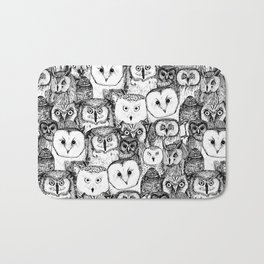 just owls black white Bath Mat | Pattern, Drawing, Cute, Owls, Barnowl, Shortearedowl, Animal, Owl, Blackandwhite, Black and White 