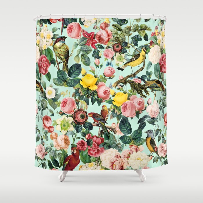 Floral and Birds III Shower Curtain