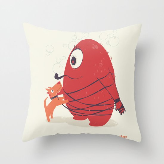 Cyclopes Monster Blob & Orange Dog Throw Pillow