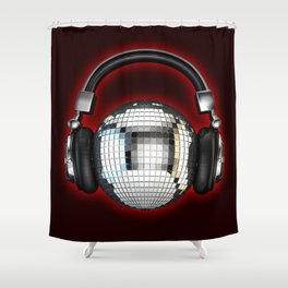 Headphone disco ball Shower Curtain