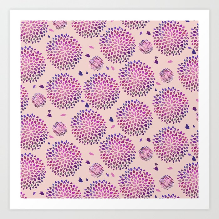 Dahlia Purple Pattern Blush Pink Art Print