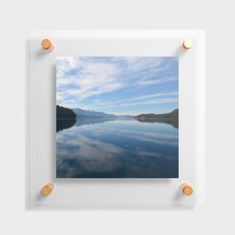 Argentina Photography - Big Lake Reflecting The Blue Cloudy Sky Floating Acrylic Print