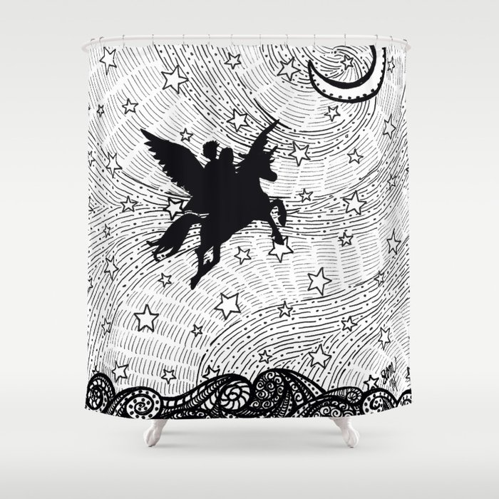 flight of the alicorn shower curtain by shannonmessenger society6