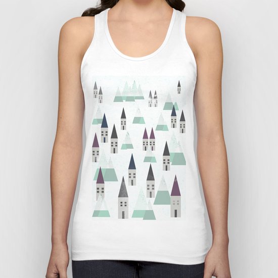 Village on winter Unisex Tank Top