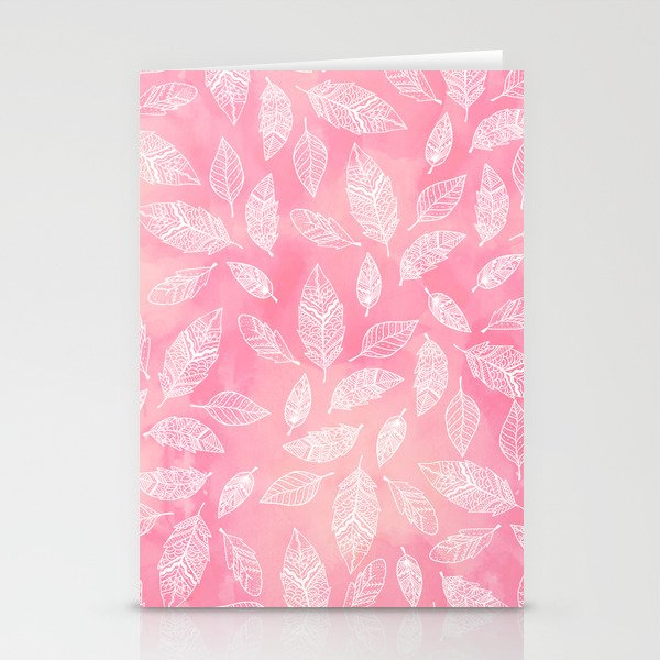 Modern boho hand drawn feathers mandala pink coral watercolor pattern Stationery Cards