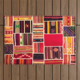 Turkish carpet patchwork handmade. Patchwork pattern, texture background.  Outdoor Rug