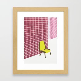 Yellow chair in a red room Framed Art Print