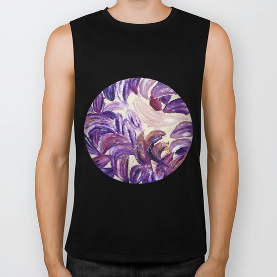 Purple Leaves with Gold Flakes Biker Tank