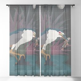  Black Crowned Night Heron Sheer Curtain