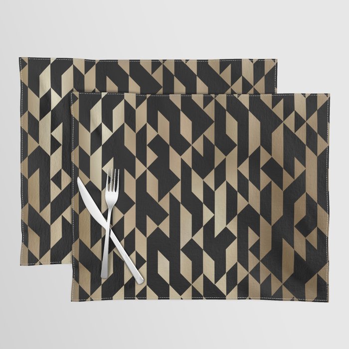 Abstract Geometric Pattern Black and Gold Placemat