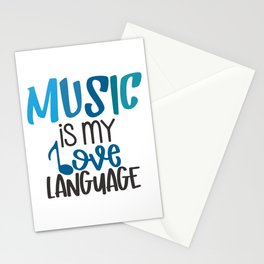 music is my love language- typography- blues Stationery Card