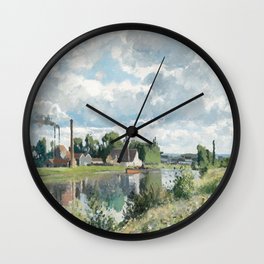 Pissarro - The River Oise near Pontoise Wall Clock