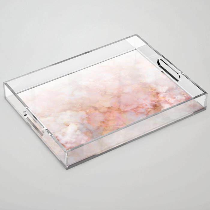 Beautiful Pink and Gold Ombre marble under snow Acrylic Tray