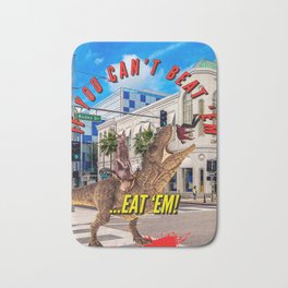 If You Can't Beat 'Em Bath Mat | Collage, Digital, Weirdart, Funny, Dinosaur, Eat, Cat, Rodeodrive, Beverlyhills 