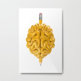 Pencil Brain Metal Print | Children, Science, Art, 3D, Graphicdesign, Intelligence, Mind, Education, Innovation, Learn 