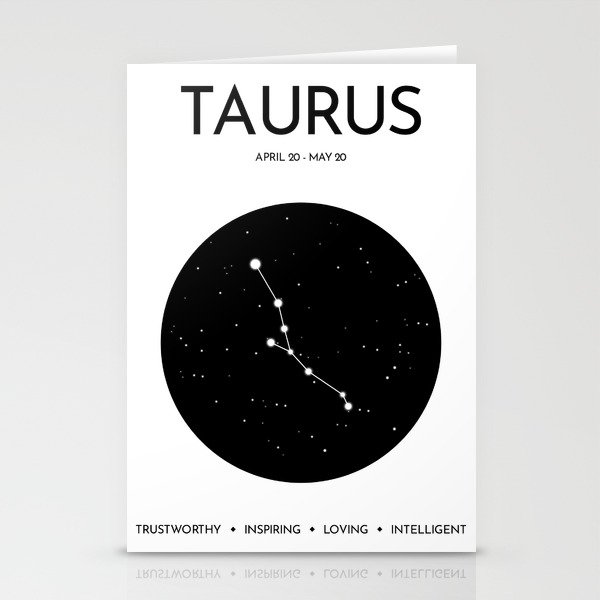 Taurus star sign and traits Stationery Cards