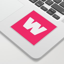 w (White & Dark Pink Letter) Sticker