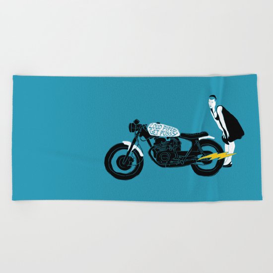 loud pipes Beach Towel