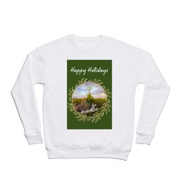 Happy Holidays - Rustic evergreen and gold leaves Crewneck Sweatshirt