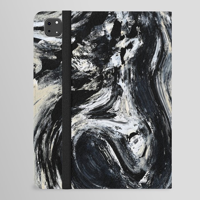 Velocity: A pretty abstract black and white painting by Alyssa Hamilton Art iPad Folio Case