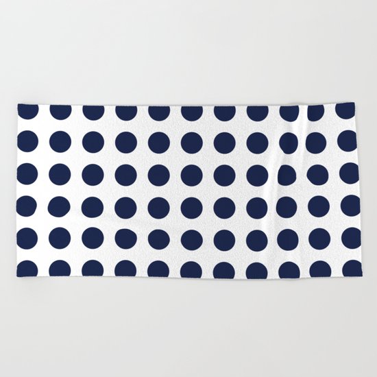 Simply Polka Dots in Nautical Navy Blue Beach Towel