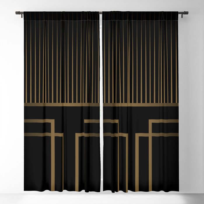 Art Deco Gold/Black Pattern II Blackout Curtain