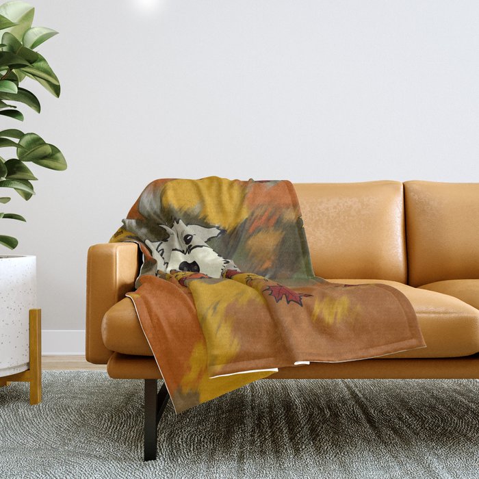 Schnauzer In Fall Leaves Throw Blanket | Drawing, Schnauzer, Schnauzer-puppy, Schnauzer-in-fall, Fall-leaves, Puppy-in-leaves, Autumn-leaves, Autumn, Schnauzer-in-autumn, Fall-colors