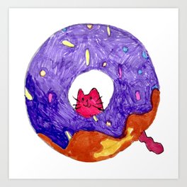 Cat In A Donut Art Print
