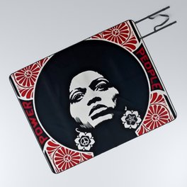 Angela Davis - Power & Equality - Power to the People - Red - African American Vintage Poster Picnic Blanket
