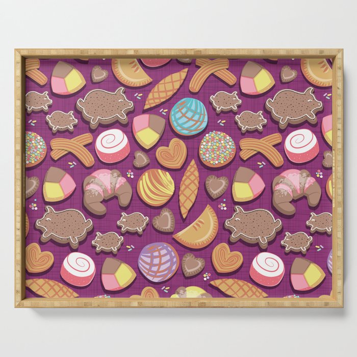 Mexican Sweet Bakery Frenzy // pink background // pastel colors pan dulce Serving Tray