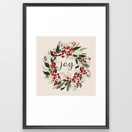 Christmas Joy wreath illustration  Framed Art Print
