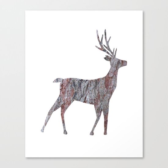 deer silhouette stag pine bark Canvas Print