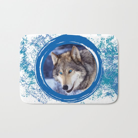 Blue-Eyed Wolf Bath Mat