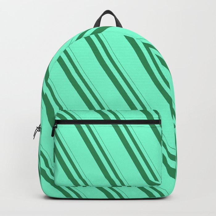 Sea Green and Aquamarine Colored Stripes Pattern Backpack