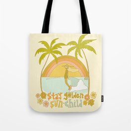stay golden sun child lady surfer blonde / retro surf art by surfy birdy  Tote Bag