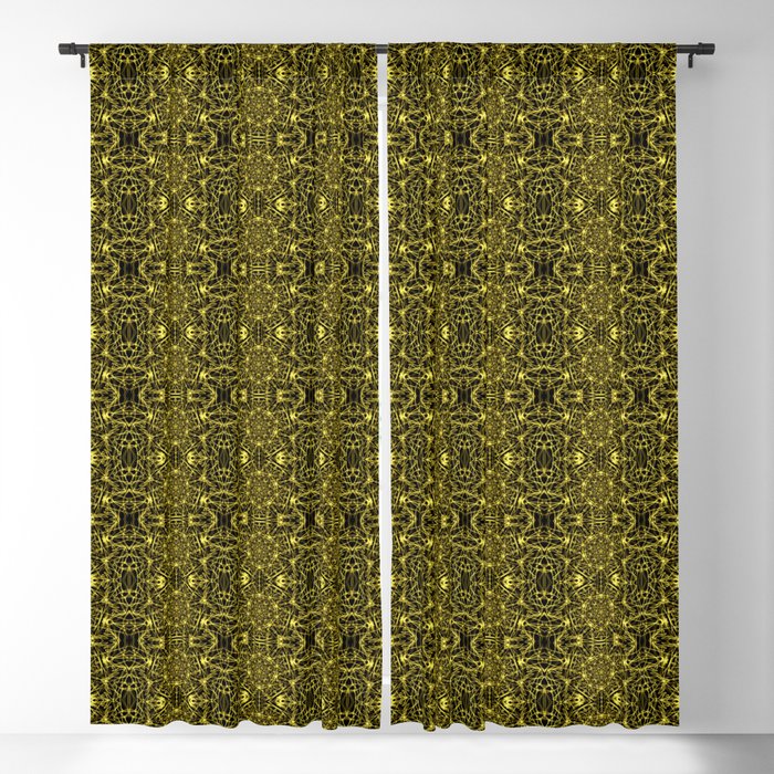 Liquid Light Series 22 ~ Yellow Abstract Fractal Pattern Blackout Curtain