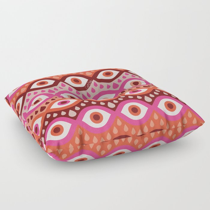 Garnished Eyes – Pink & Maroon Floor Pillow