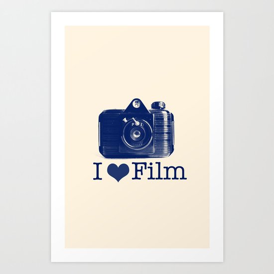 I ♥ Film (Blue/Peach) Art Print