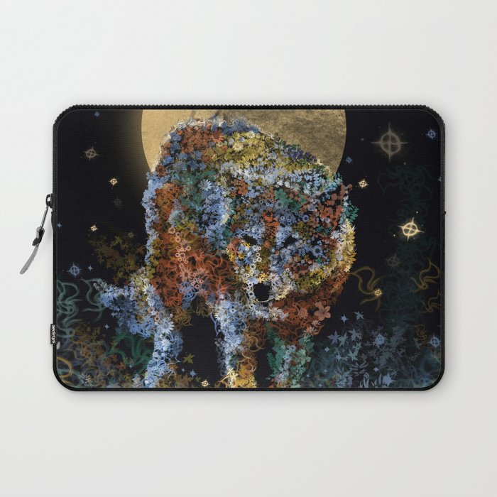 floral animals wolf and stars Laptop Sleeve