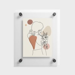 Black Girl Magic With Flowers Color Line Artwork Floating Acrylic Print